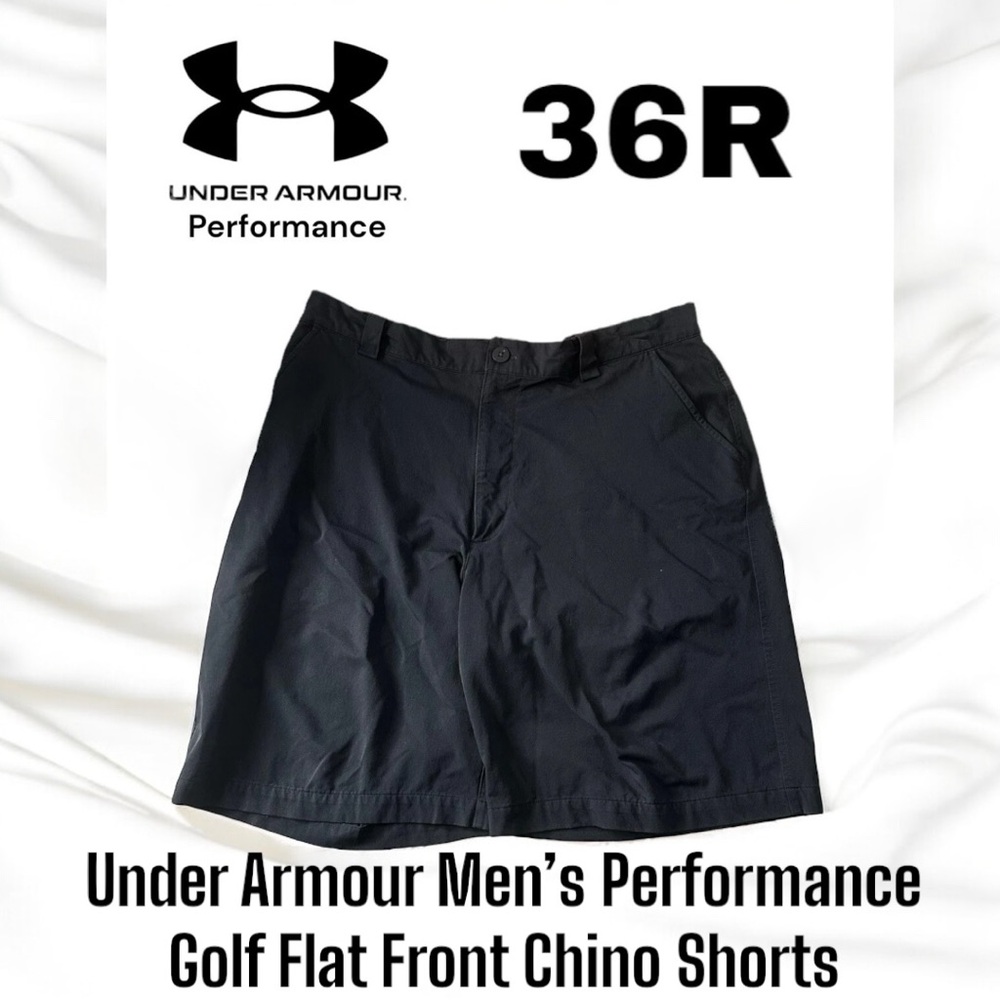 Under Armour Men’s Performance Golf Flat Front Chino Shorts Black 36R FREE SHIP